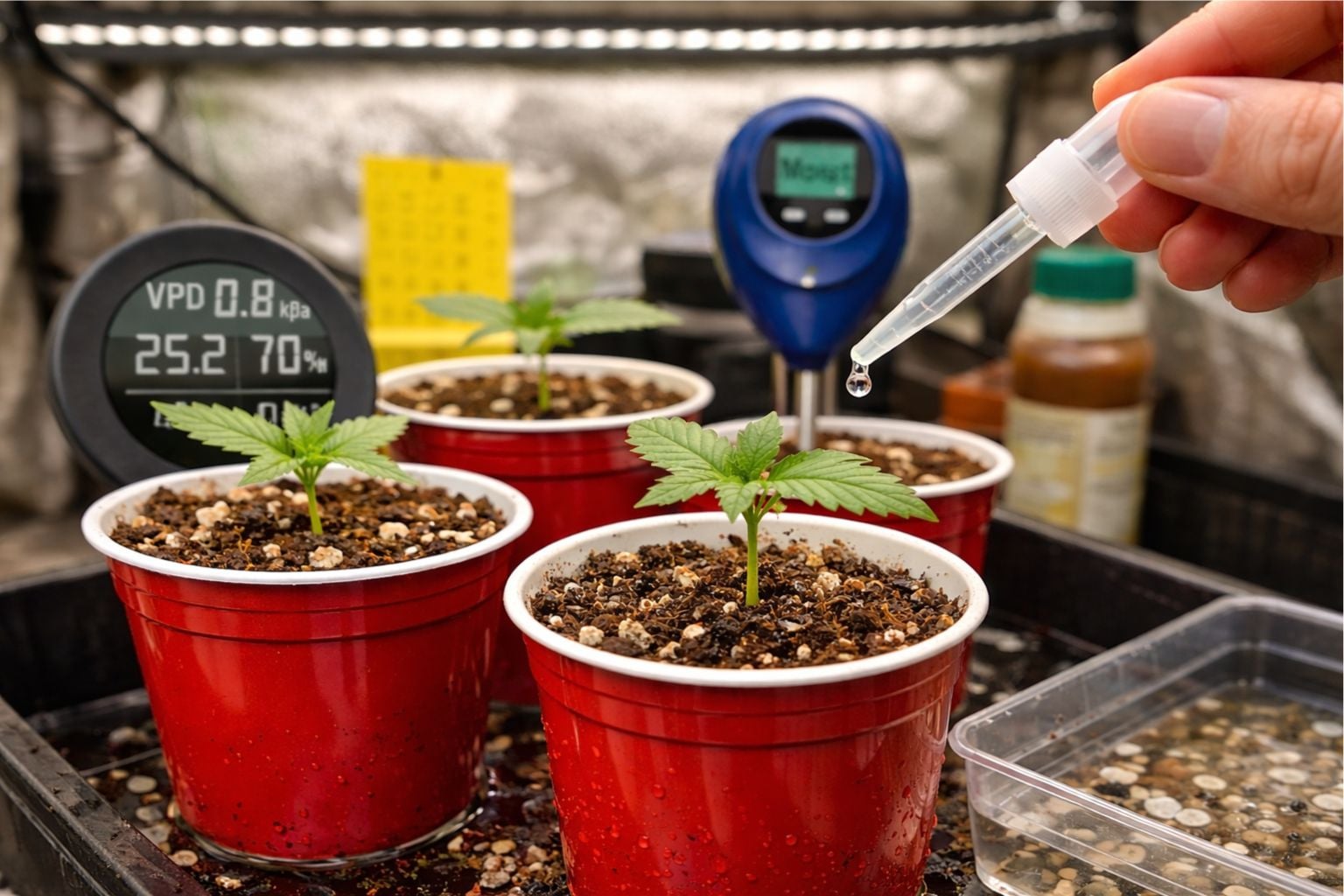 cannabis and seedling watering practices