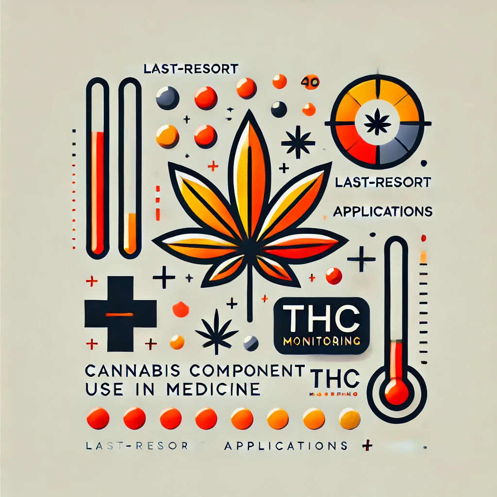 DALL·E 2024 11 12 08.34.26 A simple modern style image illustrating the restriction of cannabis component use in medicine with an emphasis on last resort applications and THC