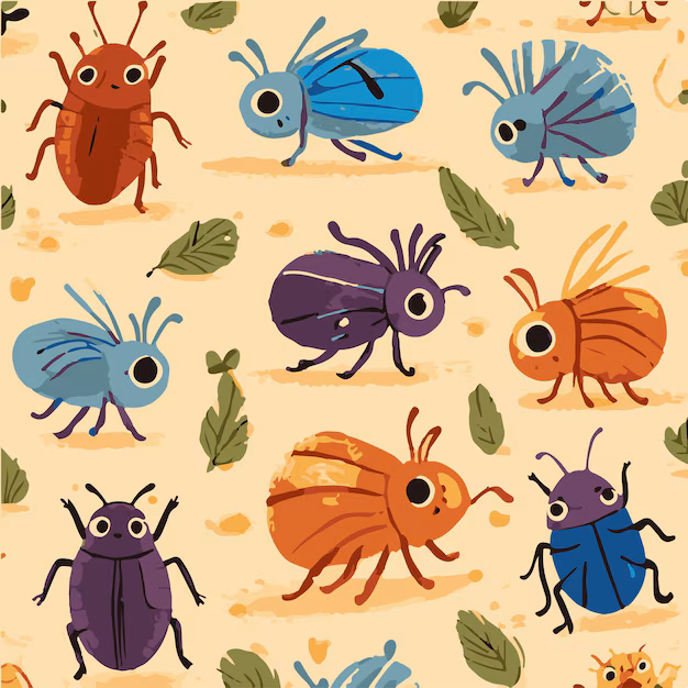 colorful illustration bugs leaves with leaves flowers 1119841 257